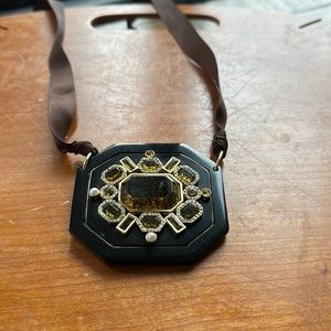 Black bejeweled pendant statement necklace - Banana Republic